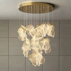 Modern Contemporary Large Acrylic Led Staircase Pendant Chandelier.
