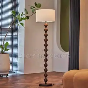 American Style Vintage Black Colored Fabric Black Shade Floor Lamp.