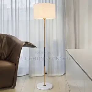 Modern Creative Fabric Shade Iron Body Floor Lamp With Marble Base.
