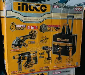 INGCO 5-in-1 Cordless Industrial Combo Kit.