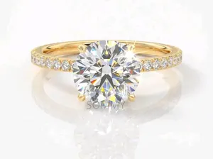 1pc Round Moissanite 925 Sterling Silver Engagement Ring