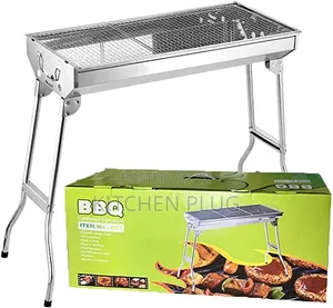 Portable Charcoal BBQ Grill Stainless Steel, Featuring Foldable Legs