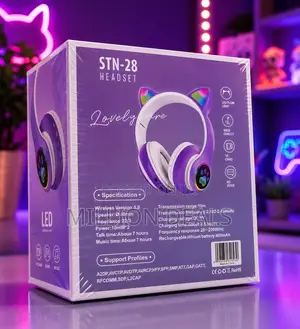 Wireless Headphones With Ears Cat STN-28 Purple