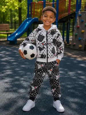 Black White Printed Hooded Tracksuit