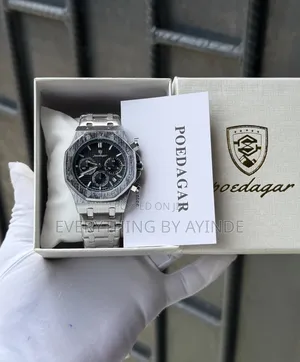 Poedager Wrist Watch Analog and Digital Sliver Black Face
