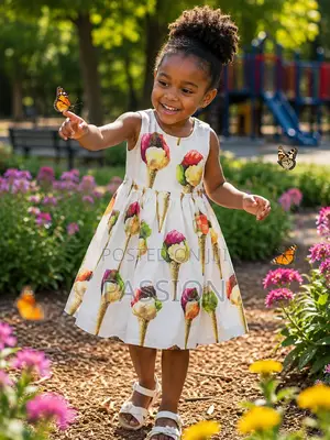 Ice Cream Print Girls Dress