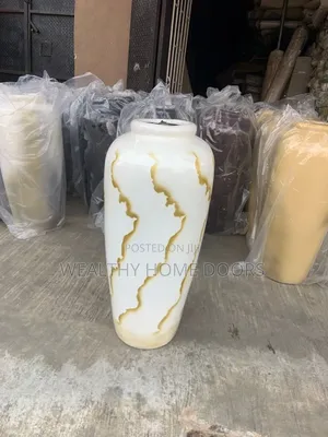 Large White and Gold Ceramic Vase
