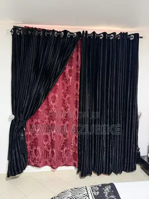 Black and Red Curtains Made of Velvet.
