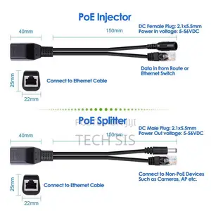 Passive PoE Injector Splitter Cable Kit for IP Cameras
