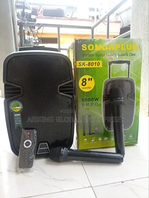 SONOKPLUS 8-Inch Portable Bluetooth Speaker With 2 Wireless Mic