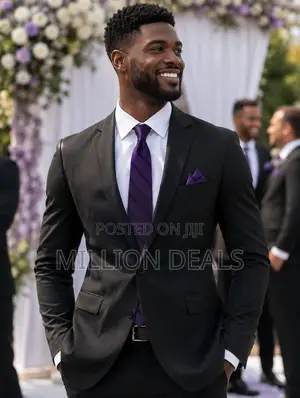 Stylish Pattern Purple Men's Corporate Long Tie With Pocket Square