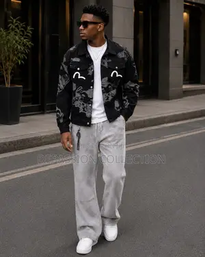 Men's Premium Graphic Denim Jacket AND JOGGERS