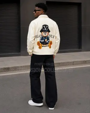 Men's Premium Teddy Bear Back Print Jacket