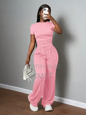 Women's Premium Wide-Leg Joggers Crop Top Set
