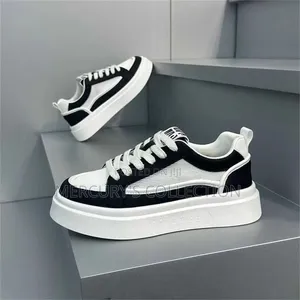 Black White Platform Sneakers – Chunky Sole, Lace-Up (Unisex)