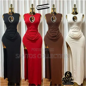 Elegant Keyhole Slit Maxi Evening Dress - 4 Colors Available