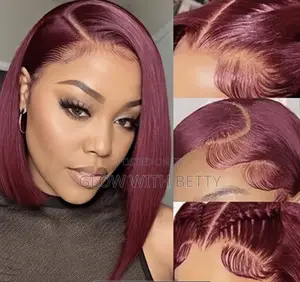 12" Wine Red Straight Bob Lace Front Wig - Classy