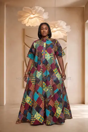 African Print Shirt Maxi Gown