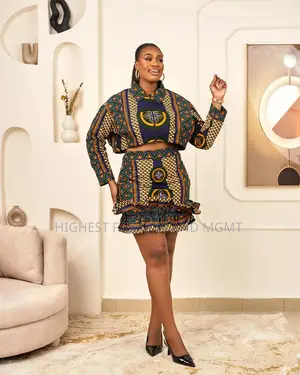 African Mixed Print Mini Skirt and Top