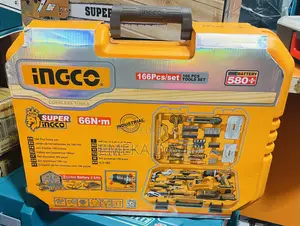 INGCO 166-Piece Tool Set Includes a 2OV Cordless Impact Drill.