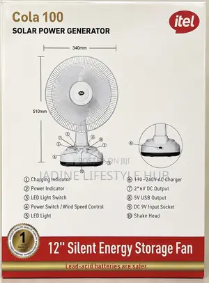 Itel 12” Silent Energy Storage Rechargeable Fan