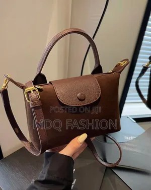Mini Brown Suede Handbag With Leather Accents