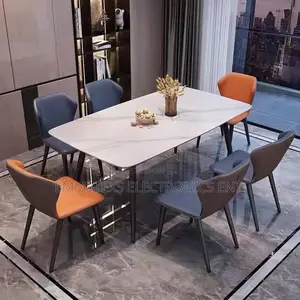 Luxury 6 Seater Marble Top Dining Table Set.
