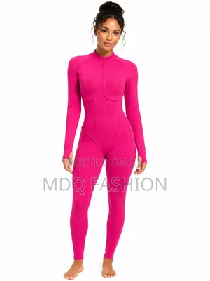 Hot Pink Exposed Seam Corset-Style Jumpsuit