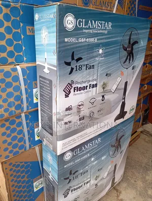 Glamstar Rechargeable Fan, 18 Inches With Led Lights, Lasting Battery