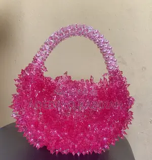 A Pink Semicircle Beaded Bag