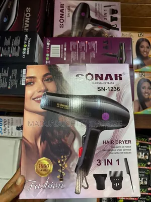 Sonar SN-1236 Professional 3000W 3-in-1 Hair Dryer With Comb Nozzles