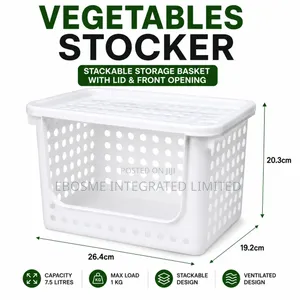Stackable Ventilated Vegetable Storage Basket With Lid 7.5L