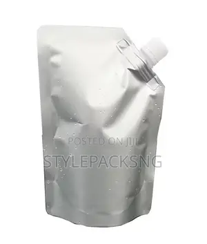 500ml Silver Aluminium Stand Up Spout Pouch for Juice, Soap Etc