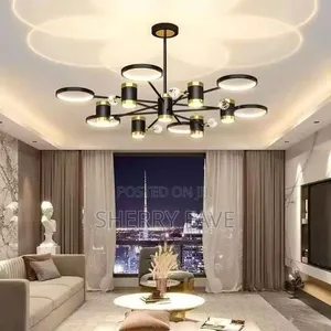 Luxury Modern LED Ring Chandelier Ceiling Light – Black Finish