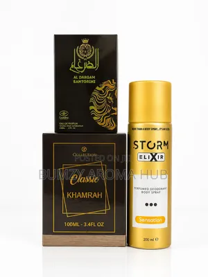 Classic Khamrah + Al Dargam Santorini + Storm Elixir Body Spray Combo