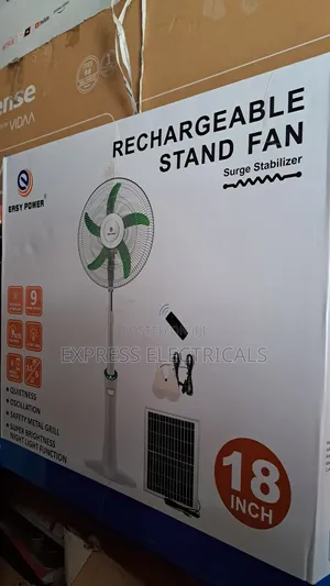 Brand New EASY POWER 18" Rechargeable Standing Fan | Solar | 9 Speeds