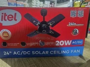 24" AC/DC 20W Solar Ceiling Fan With Remote Control