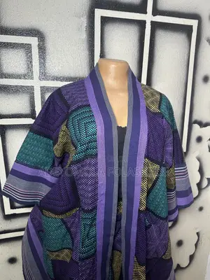 Ankara Kimono and Trouser Set With Aso-Oke Mix