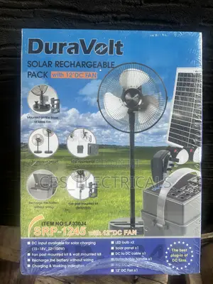 DuraVolt SRP-1245 Solar Rechargeable Pack With 12" DC Fan