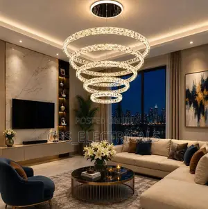 Luxury Multi-Tier Cascading Crystal Ring Chandelier
