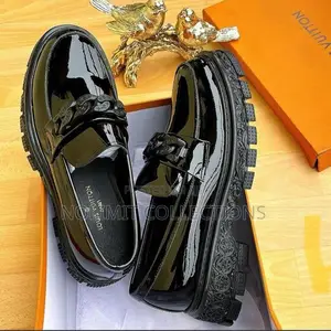 Louis Vuitton Black Patent Leather Chunky Sole Loafers