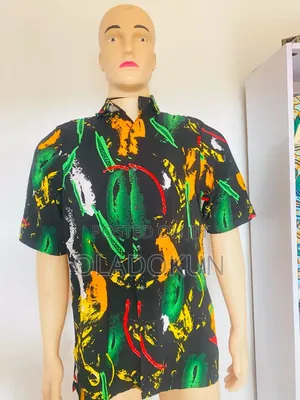 Men's Bespoke Vintage Shirt (Black Multicolor)
