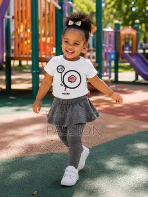 White T-Shirt Grey Skirt Leggings Set