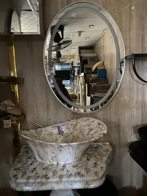Luxury Marble Wall Hung Basin With LED Mirror and Shelf