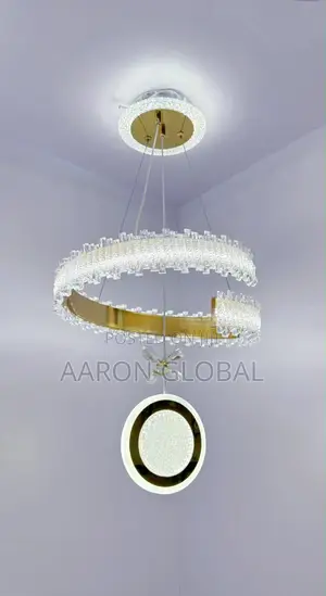 Modern Double Ring Crystal LED Chandelier – Gold Finish
