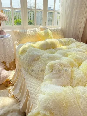  Luxury Fluffy Fur Duvet, Bedsheets 4 Pillowcase Set 6/7,7/7