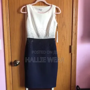 Calvin Klein Women's Black White Rhinestone Sheath Dress