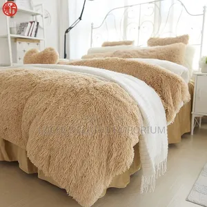  Luxury Fluffy Fur Duvet, Bedsheets 4 Pillowcase 