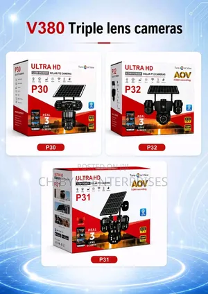 V380 Pro Triple Lens Solar PTZ Camera With Auto Tracking