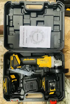 Cordless Electric Angle Grinder Kit Branded as Dewalt.